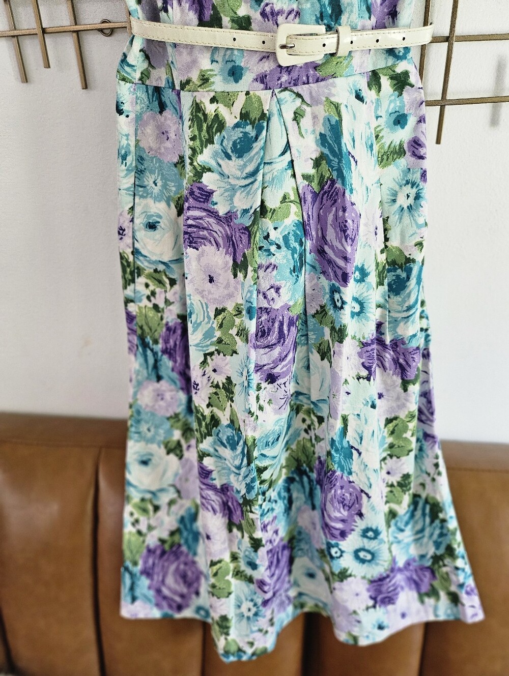 16- Talbots-  Floral Midi Dress in Purple, Teal & Green - Picture 6 of 8
